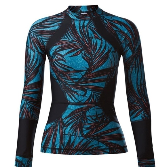 Lululemon Suns Out Rash Guard
Palm Lace Tofino Teal Grapefruit / Black—EUC!! - Picture 1 of 11